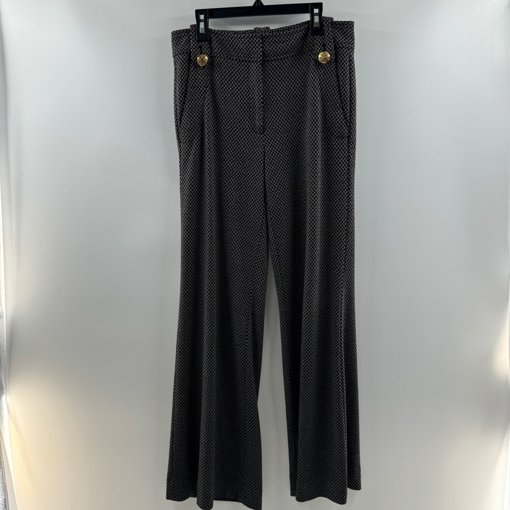 White House Black Market Wide Leg Textured Pants Clasp Waist Size 4 - Picture 2 of 9
